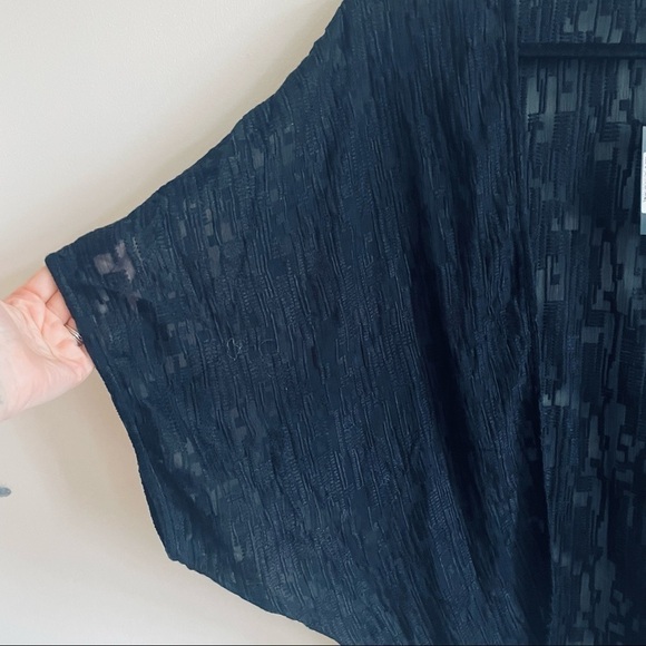 BOBI BLACK Black Sheer Flowy Open Cardigan Beach Cover up - Picture 5 of 9